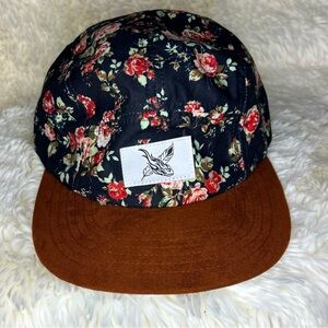Brand new Blackskies 5 panel red rose floral hat adjustable strap